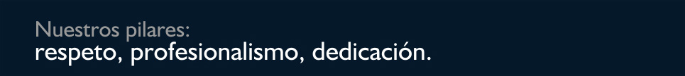 Nuestros Pilares, respeto, profesionalismo, dedicación.